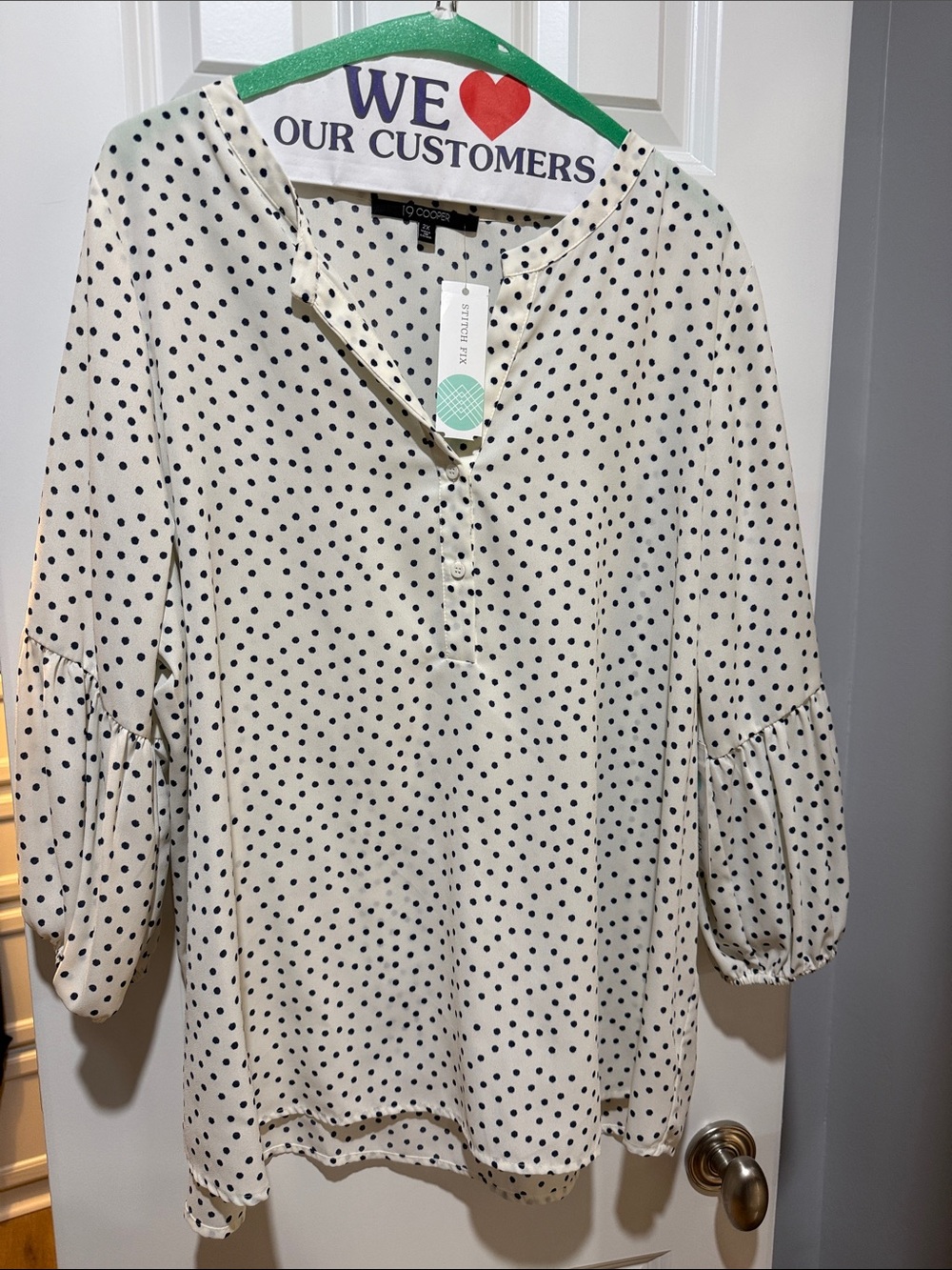 19 Cooper Cream Blouse with Black Polka Dots